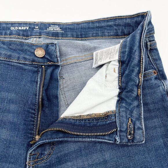 Old Navy Womens Jeans Size 12 Short High Rise Rockstar Super Skinny Distressed - Picture 6 of 11